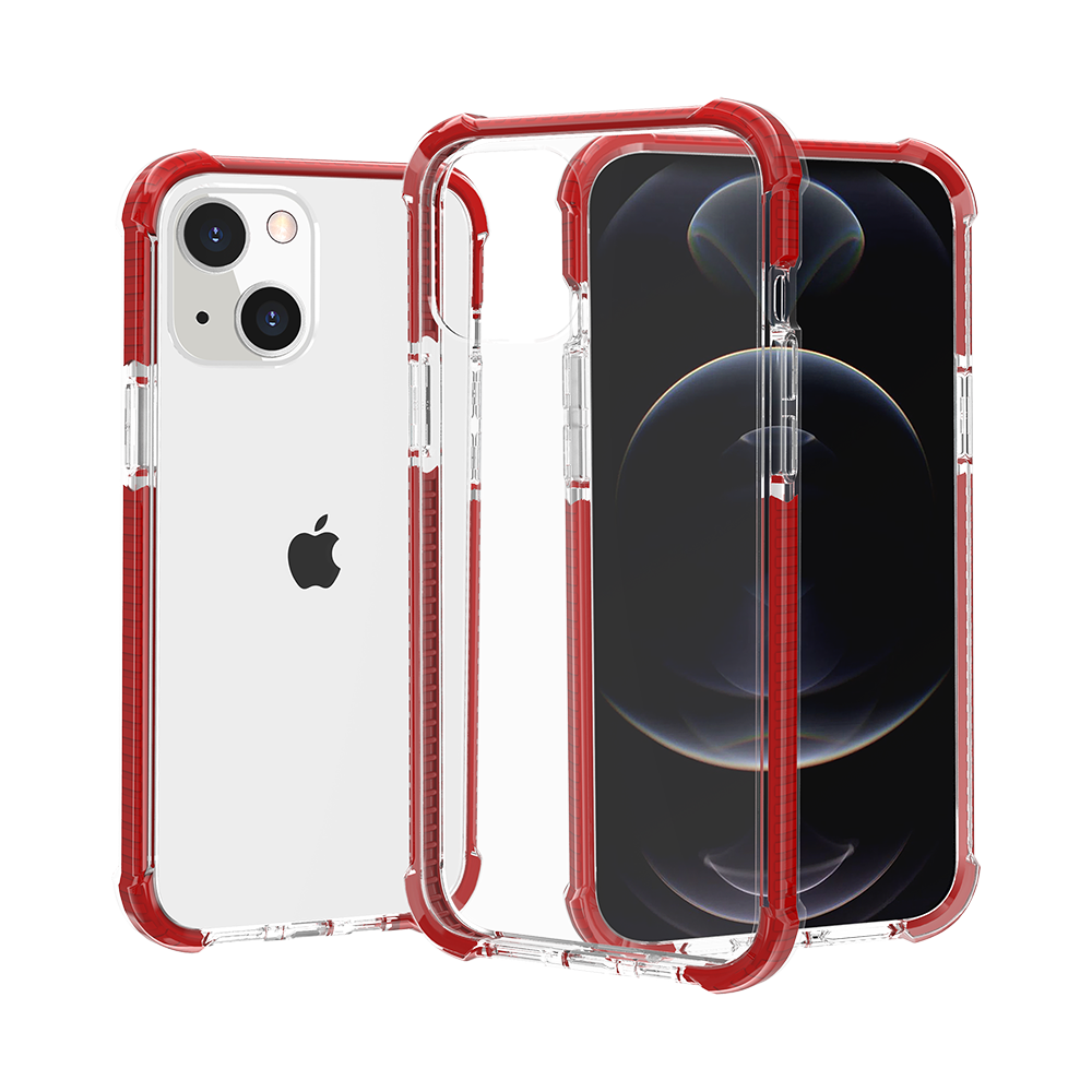 iPhone 14 6.1" Acrylic Tough 2.5mm Transparent ShockProof Hybrid Case
Cover - Red