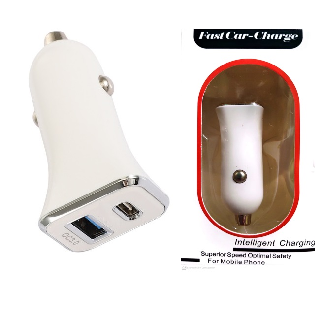 Power Car Charger-Type C-White