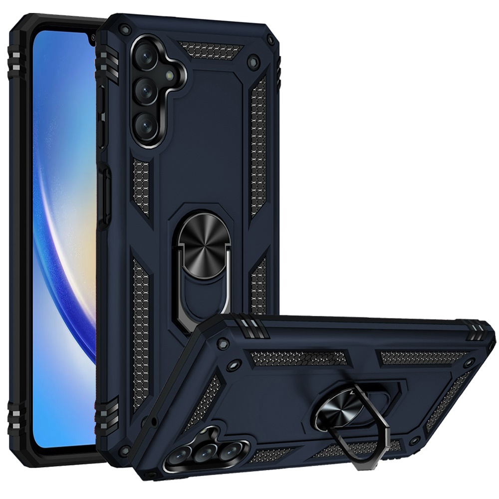 Samsung A15 5G Ring Magnetic Kickstand Hybrid Case Cover - Blue