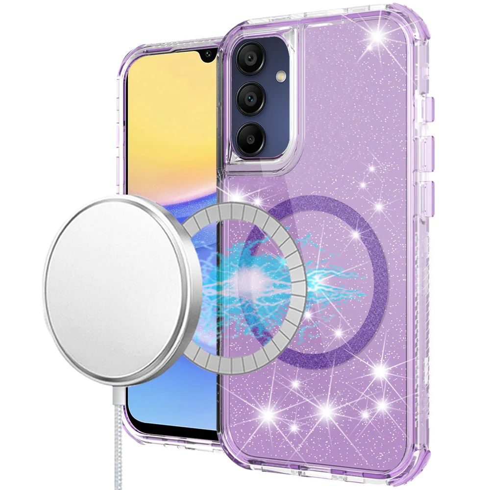 Samsung Galaxy A15 5G 3-in-1 Magsafe Glitter Hybrid Case - Purple