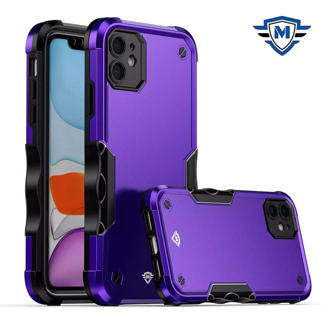 Metkase Exquisite Tough Shockproof Hybrid In Slide-Out Package For iPhone 11 - Dark Purple/Black