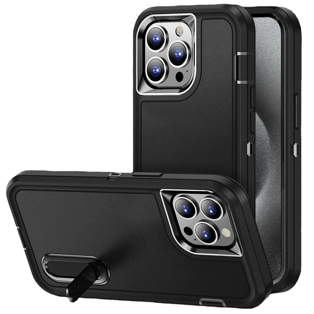 Case For iPhone 14-iphone 13 PEAK 3in1 Toughest Hybrid with Stand - Black/Black