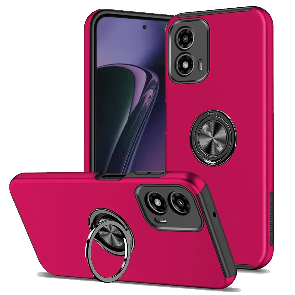 Motorola Moto G Stylus 5G 2024 - CHIEF Oil Painted Magnetic Ring Stand Hybrid Case Cover - Hot Pink 