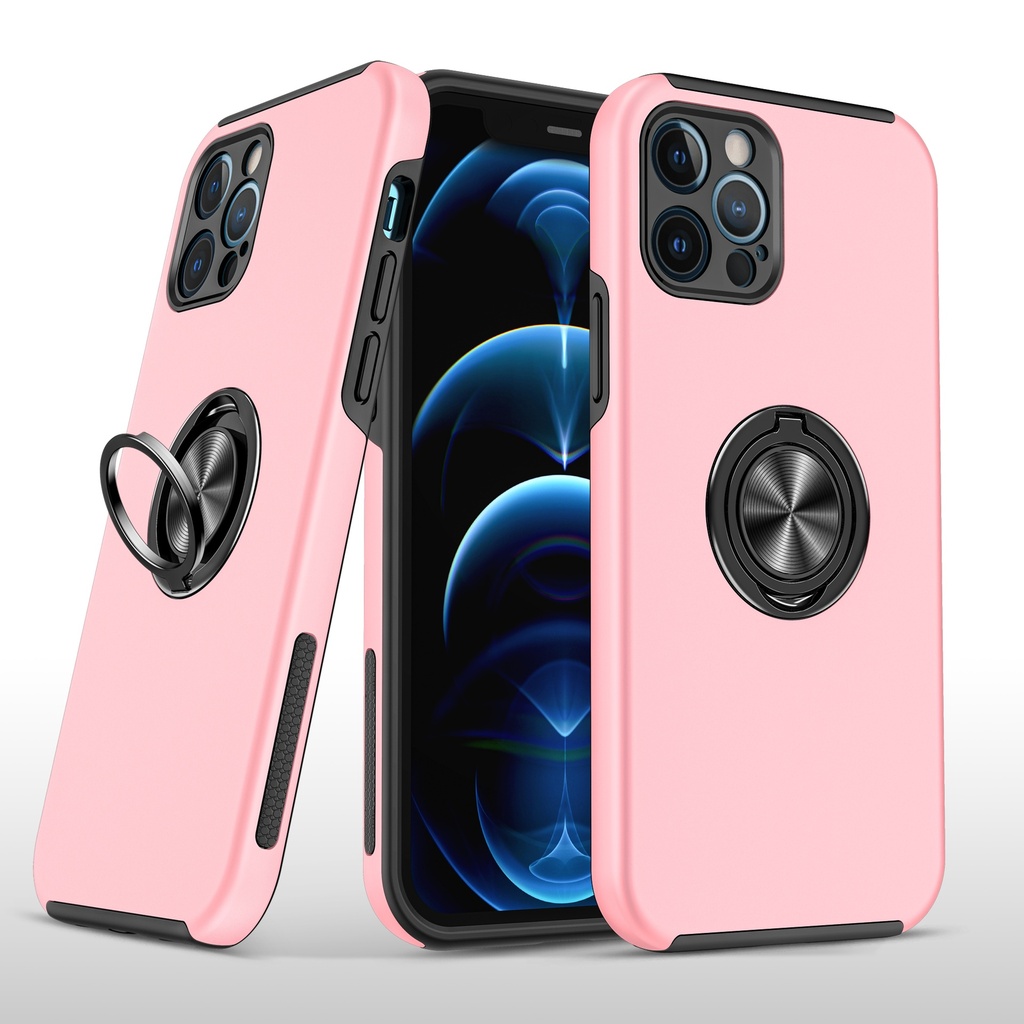 Apple Case iPhone 14 6.1 - CHIEF Oil Painted Magnetic Ring Stand Hybrid Case Cover - Pink