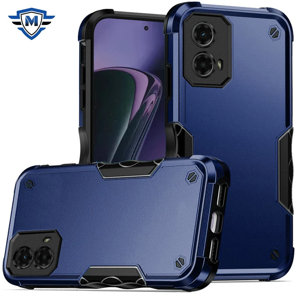 Metkase Exquisite Tough Shockproof Hybrid Case In Slide-Out Package For Motorola Moto G Stylus 5G 2024 - Dark Blue/Black 