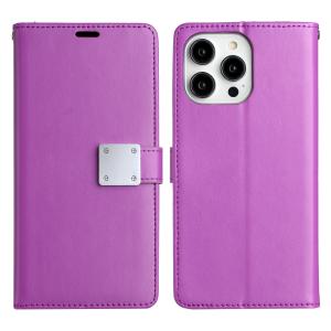 For iPhone 13/14 Wallet ID Card Holder Case Cover - Dark Purple 