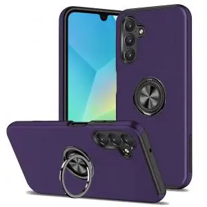 Samsung A16 5G CHIEF Oil Painted Magnetic Ring Stand Hybrid Case Cover - Dark Purple