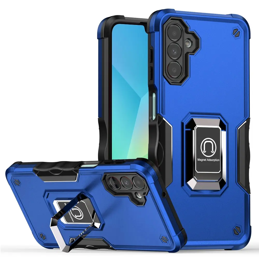 For Samsung A16 5G OPTIMUM Magnetic Ring Stand Hybrid Case Cover - Blue 