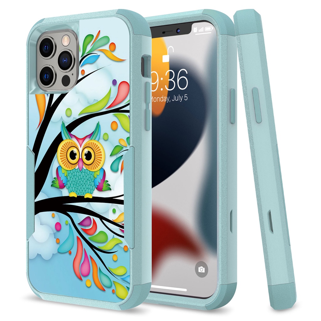 iPhone 14 6.1" Tuff Anti-Slip Hybrid Case Cover - Owl