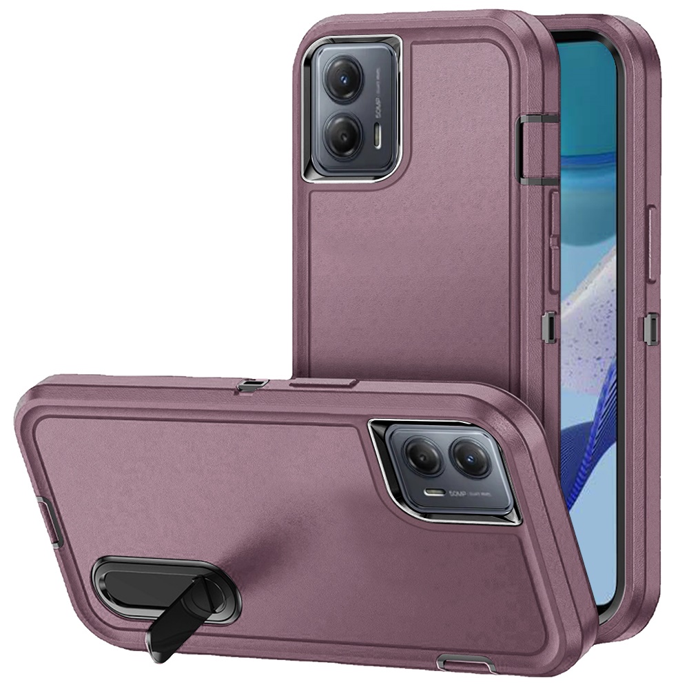 Motorola MOT G 5G 2023 PEAK 3in1 Toughest Hybrid with Stand Cover Case - Burgundy/Black