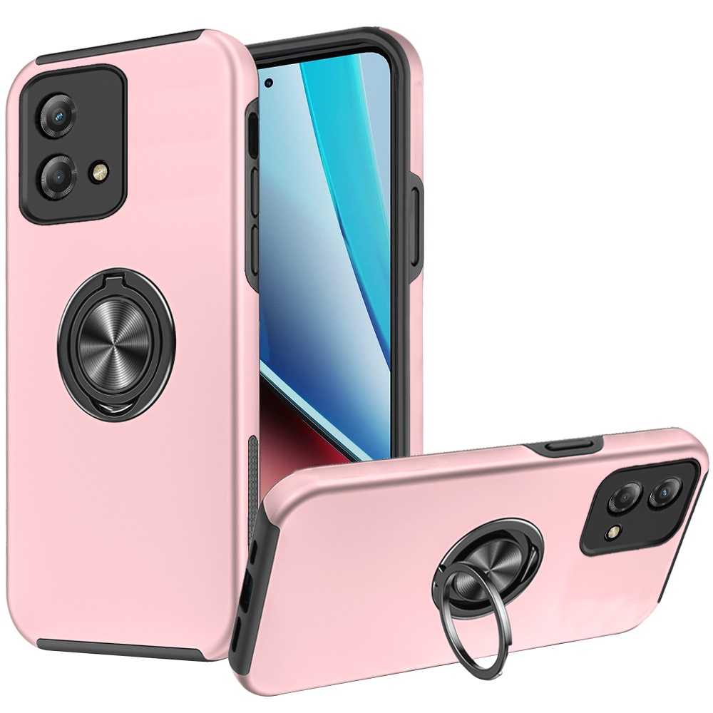 Motorola G Stylus 5G (MultiCarrier 6.6" 16MP Camera) 2023 CHIEF Oil Painted Magnetic Ring Stand Hybrid Case Cover - Pink