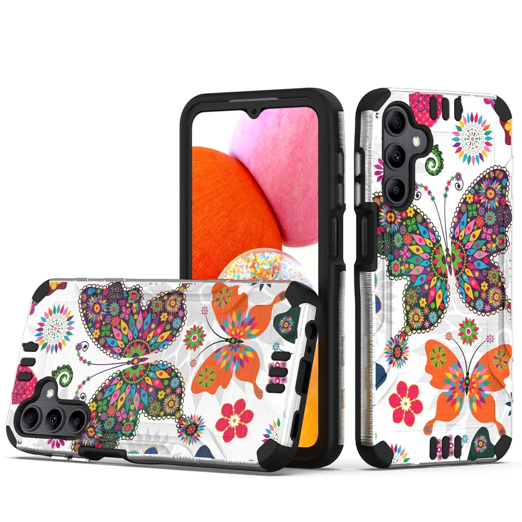 Samsung A15 5G Strong Tough Metallic Design Hybrid - Colorful Butterflies