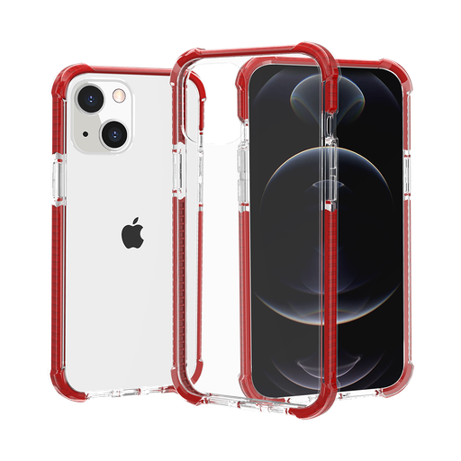[QBACRY-ip14-Red] iPhone 14 6.1" Acrylic Tough 2.5mm Transparent ShockProof Hybrid Case
Cover - Red