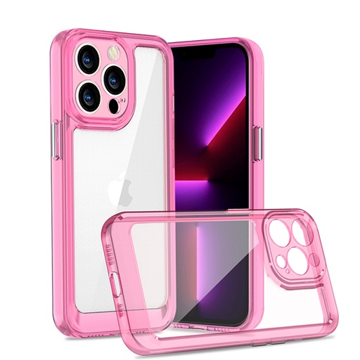 [QBSPCE-14PRMX-Pnk] iPhone 14 PRO MAX 6.7" SpaceX Ultra Transparent Tone Case Cover -
Pink