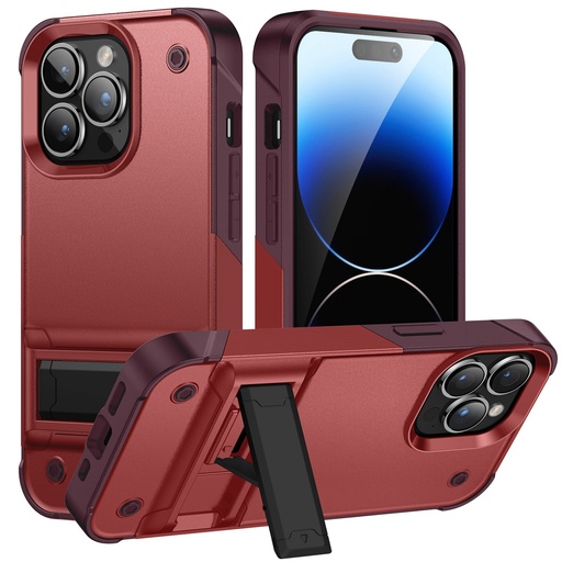 [QBTHNDR-14PRMX-Red] iPhone 14 PRO MAX 6.7" Thunder Kickstand Hybrid Case Cover - Red