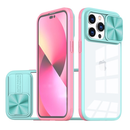 [QBFUSON-14PRMX-PBL] iPhone 14 PRO MAX 6.7" Fusion Transparent Clear Hybrid Case Cover -
Pink/Blue