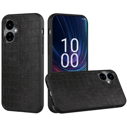 [QBNCROC-Cel3-BK] Celero 3 5G 2024 Hard PU Leather Croc Design Hybrid Case Cover - Black