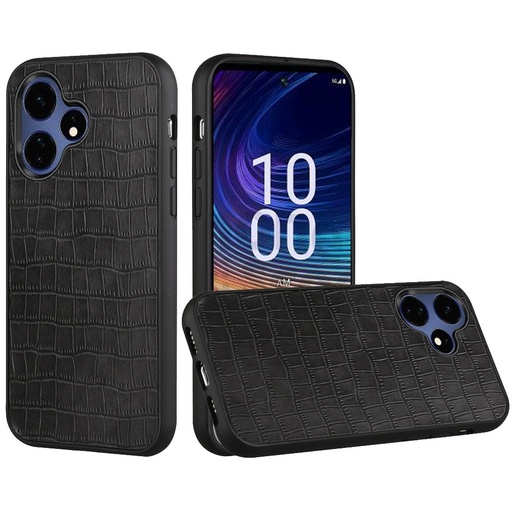 [QBNCROC-Cel3plus-BK] Celero 3 Plus 5G 2024 Hard PU Leather Croc Design Hybrid Case Cover - Black