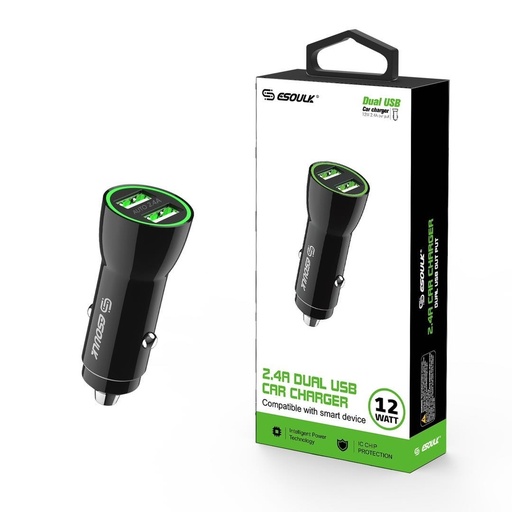 [EA09P-BK] Car Charger Dual USB Ports-Black
