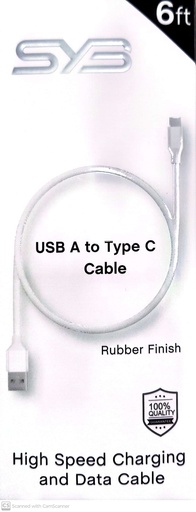 [SYB-UsbATypeC-6FT] SYB High Speed Charging Cable Type C