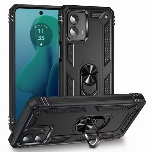 [QBRNGHY-24MG5g-BK] Motorola Moto G 5G 2024 Ring Magnetic Kickstand Hybrid Case Cover - Black
