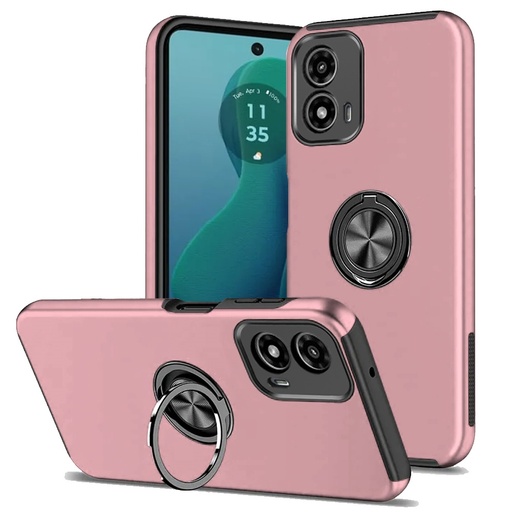 [QBCHIEF-24MG5g-Pnk] Motorola Moto G 5G 2024 CHIEF Oil Painted Magnetic Ring Stand Hybrid Case Cover - Pink