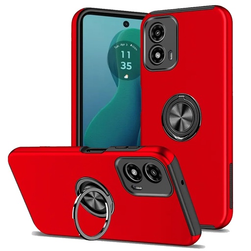 [QBCHIEF-24MG5g-Red] Motorola Moto G 5G 2024 CHIEF Oil Painted Magnetic Ring Stand Hybrid Case Cover - Red