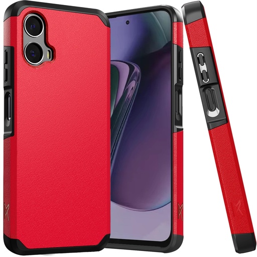 [NMKHY-24STYL5G-Red] Motorola Moto G Stylus 5G 2024 Tough Strong Hybrid (Magnet Mount Friendly) Case Cover - Red