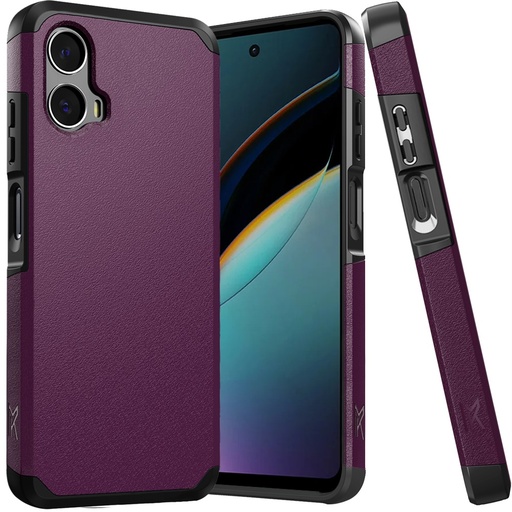 [NMKHY-24MG5g-DPrp] Motorola Moto G 5G 2024 Tough Strong Hybrid (Magnet Mount Friendly) Case Cover - Dark Purple