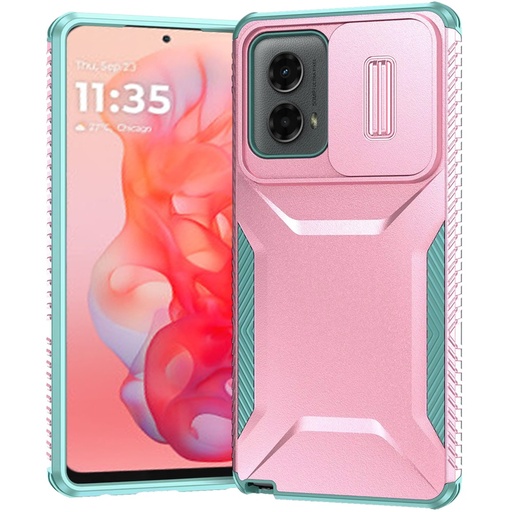 [QBUDSGN-24STYL5G-PNKTL] For Motorola Moto G Stylus 5G 2024 Ultimate U Design Hybrid with Camera Window Covering - Pink+Teal