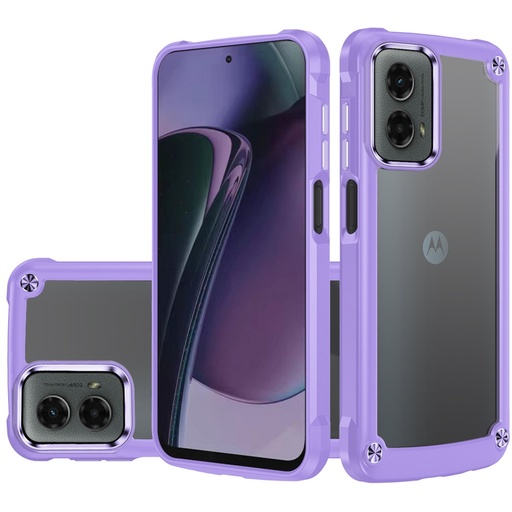 [QBCASEX-24STYL5G-LPrp] Motorola Moto G Stylus 5G 2024 Ultimate CaseX Transparent Hybrid Case with Metal Buttons And Camera Edges - Light Purple