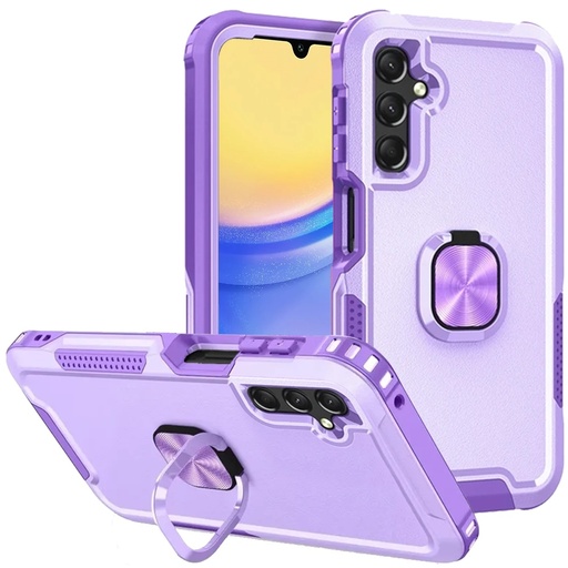 [QBSUPR-A15-BPrp] Samsung A15 5G Superior 3in1 Magnetic Ring Stand Case Cover - Bright Purple