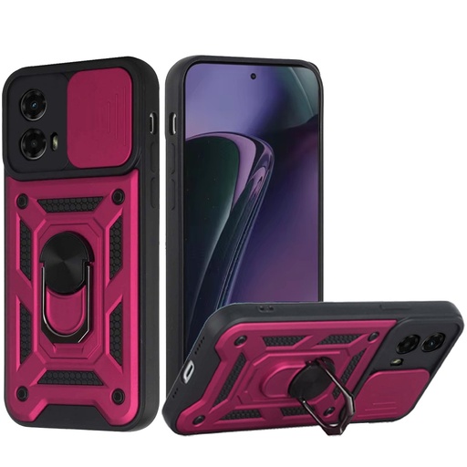 [QBELTE-24STYL5G-Hpnk] Motorola Moto G Stylus 5G 2024 ELITE Camera Push Magnetic Ring Stand Hybrid Case Cover - Hot Pink