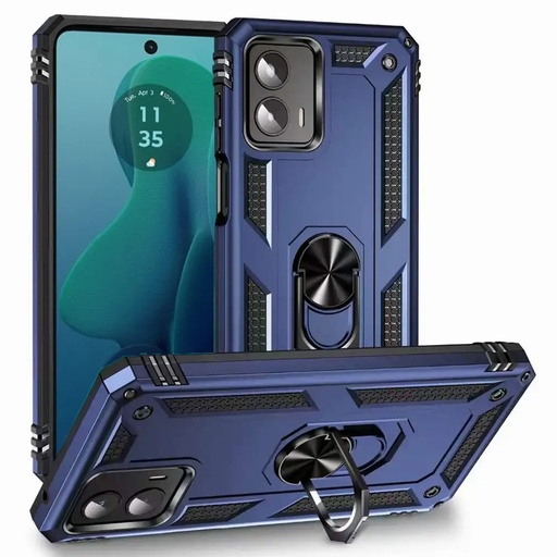 [QBRNGHY-24MG5g-Blue] Motorola Moto G 5G 2024 Ring Magnetic Kickstand Hybrid Case Cover - Blue