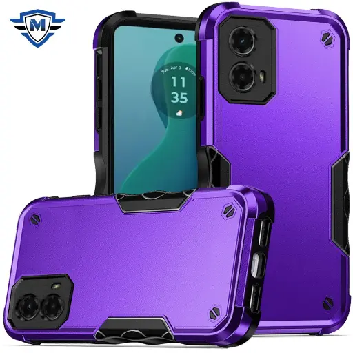 [MKQS-24MG5G-DPBK] Metkase Exquisite Tough Shockproof Hybrid Case In Slide-Out Package For Motorola Moto G 5G 2024 - Dark Purple/Black