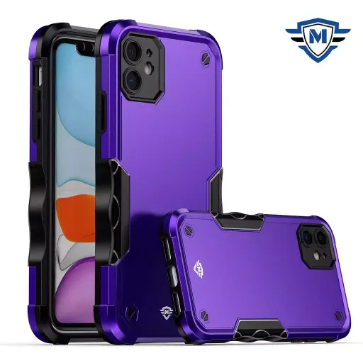 [MKQS-IP11-DPBK] Metkase Exquisite Tough Shockproof Hybrid In Slide-Out Package For iPhone 11 - Dark Purple/Black