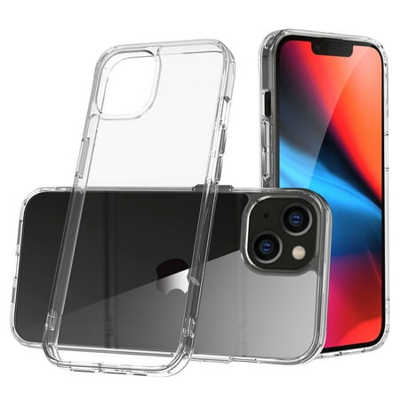 [QBTRNS-iP15-Clr] For iPhone 15 Pure Crystal Transparent Thick 2.0mm Shockproof Chromed Buttons Case Cover - Clear
