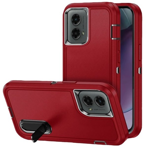 [Moto g stylus 2024] Motorola Moto G Stylus 5G 2024 PEAK 3in1 Toughest Hybrid with Stand Cover Case – Black/Red