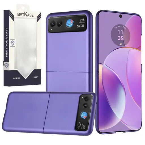 [Moto Razer 2023] Metkase Premium Matte Finish Case In Slide-Out Package For Motorola Razr 2023 - Dark Purple