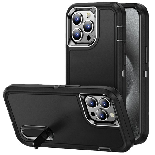 [Iphone 14-iphone 13] Case For iPhone 14-iphone 13 PEAK 3in1 Toughest Hybrid with Stand - Black/Black