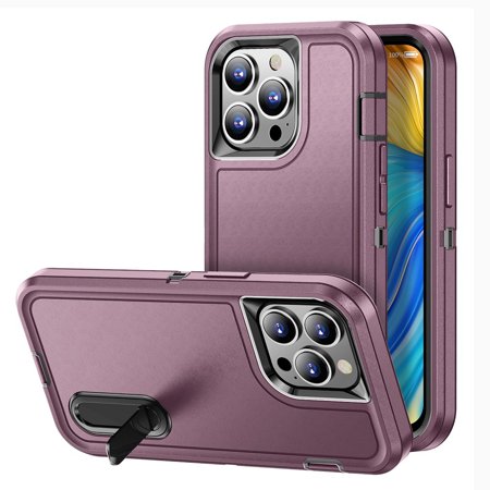 [QBPEAK-IP14-BGDYBK] For Apple iPhone 14 - iphone 13 6.1 Peak 3in1 Toughest Hybrid with Stand Cover Case - Burgundyblack