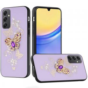 [QBSPLNDX-5gA16-PGRD] For Samsung A16 5G SPLENDID Diamond Glitter Ornaments Engraving Case Cover - Garden Butterflies Purp