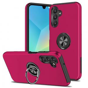 [QBCHIEF-5gA16-HPnk] For Samsung A16 5G CHIEF Oil Painted Magnetic Ring Stand Hybrid Case Cover - Hot Pink