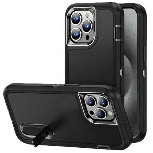 [QBPEAK-iP15-BKBK] For iPhone 15 PEAK 3in1 Toughest Hybrid with Stand - Black/Black 