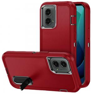 [QBPEAK-24MG5g-BKRed] For Motorola Moto G 5G 2024 PEAK 3in1 Toughest Hybrid with Stand Cover Case - Black/Red 