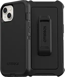 [case] OtterBox iPhone 13 (ONLY) Defender Series Case - Single Unit Ships in Polybag, Black, Rugged & Durable, with Port Protection, Includes Holster Clip Kickstand