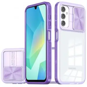 [QBFUSON-5gA16-Prp] For Samsung A16 5G Fusion Transparent Clear Hybrid Case Cover - Purple 