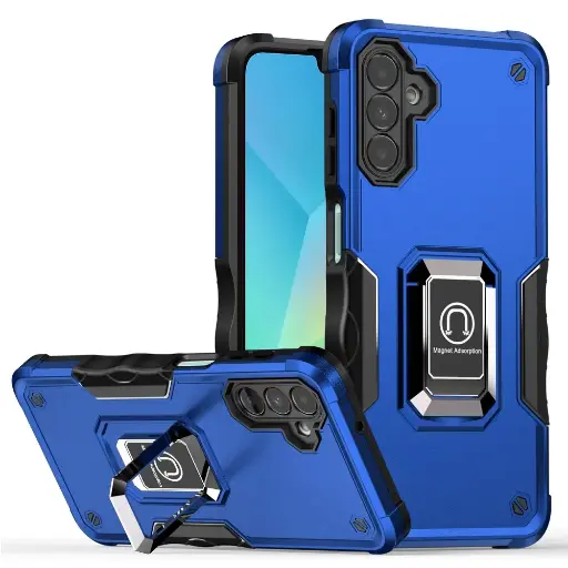 [QBOPTI-5gA16-Blue] For Samsung A16 5G OPTIMUM Magnetic Ring Stand Hybrid Case Cover - Blue 