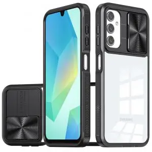 [QBFUSON-5gA16-BK] For Samsung A16 5G Fusion Transparent Clear Hybrid Case Cover - Black 