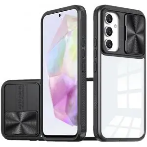 [QBFUSON-A36-BK] For Samsung Galaxy A36 Fusion Transparent Clear Hybrid Case Cover - Black 
